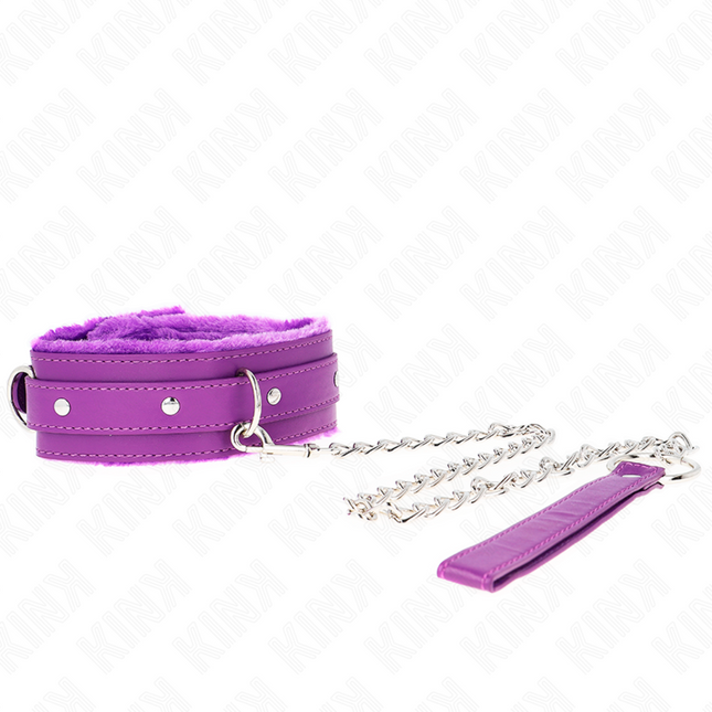 KINK - COLLIER AVEC LAISSE 65 CM AVEC RESTRICTIONS VIOLET 36-42 CM X 5,5 CM by KINK COLLAR & GAG