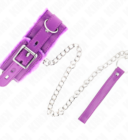 KINK - COLLIER AVEC LAISSE 65 CM AVEC RESTRICTIONS VIOLET 36-42 CM X 5,5 CM by KINK COLLAR & GAG