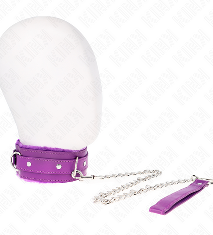 KINK - COLLIER AVEC LAISSE 65 CM AVEC RESTRICTIONS VIOLET 36-42 CM X 5,5 CM by KINK COLLAR & GAG