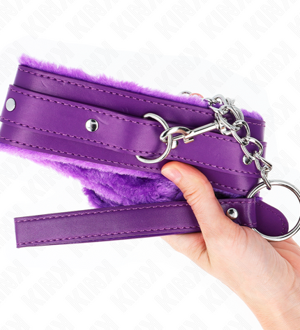 KINK - COLLIER AVEC LAISSE 65 CM AVEC RESTRICTIONS VIOLET 36-42 CM X 5,5 CM by KINK COLLAR & GAG