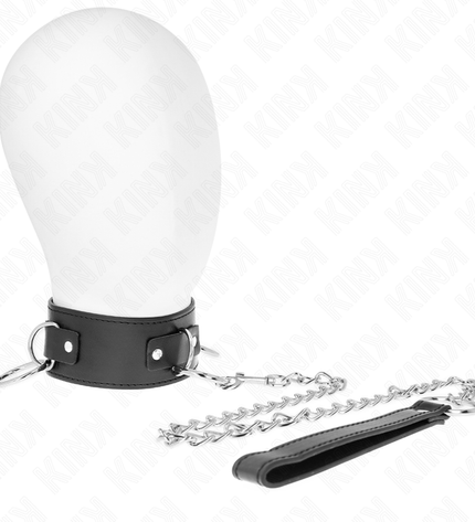 KINK - COLLIER AVEC LAISSE 65 CM 3 ANNEAUX MODÈLE 2 RÉGLABLE 36-43 CM X 5 CM by KINK COLLAR & GAG