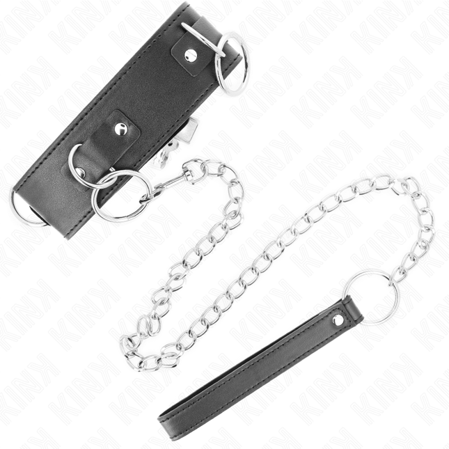 KINK - COLLIER AVEC LAISSE 65 CM 3 ANNEAUX MODÈLE 2 RÉGLABLE 36-43 CM X 5 CM by KINK COLLAR & GAG