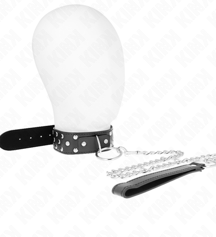 KINK - COLLIER RIVET ANNEAU AVEC CEINTURE 65 CM NOIR AJUSTABLE 36-50 CM X 3,8 CM by KINK COLLAR & GAG