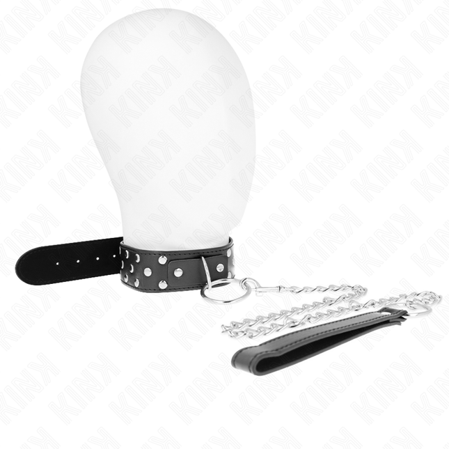 KINK - COLLIER RIVET ANNEAU AVEC CEINTURE 65 CM NOIR AJUSTABLE 36-50 CM X 3,8 CM by KINK COLLAR & GAG