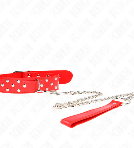 KINK - COLLIER RIVET ANNEAU AVEC CEINTURE 65 CM ROUGE AJUSTABLE 36-50 CM X 3,8 CM by KINK COLLAR & GAG