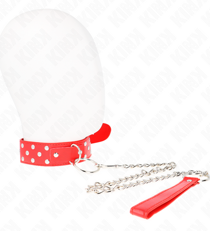 KINK - COLLIER RIVET ANNEAU AVEC CEINTURE 65 CM ROUGE AJUSTABLE 36-50 CM X 3,8 CM by KINK COLLAR & GAG