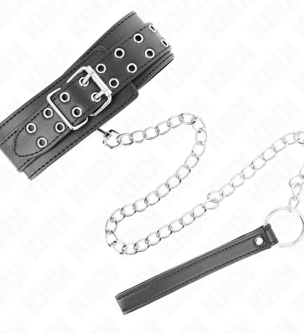 KINK - COLLIER AVEC BRACELET 65 CM BOUCLES ARGENT RÉGLABLES 33-46 CM X 5,5 CM by KINK COLLAR & GAG