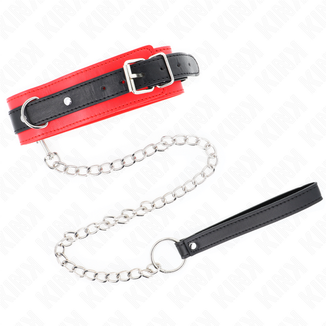 KINK - COLLIER MODÈLE BASIC AVEC LAISSE 65 CM MODÈLE 3 ROUGE 53 X 5 CM by KINK COLLAR & GAG