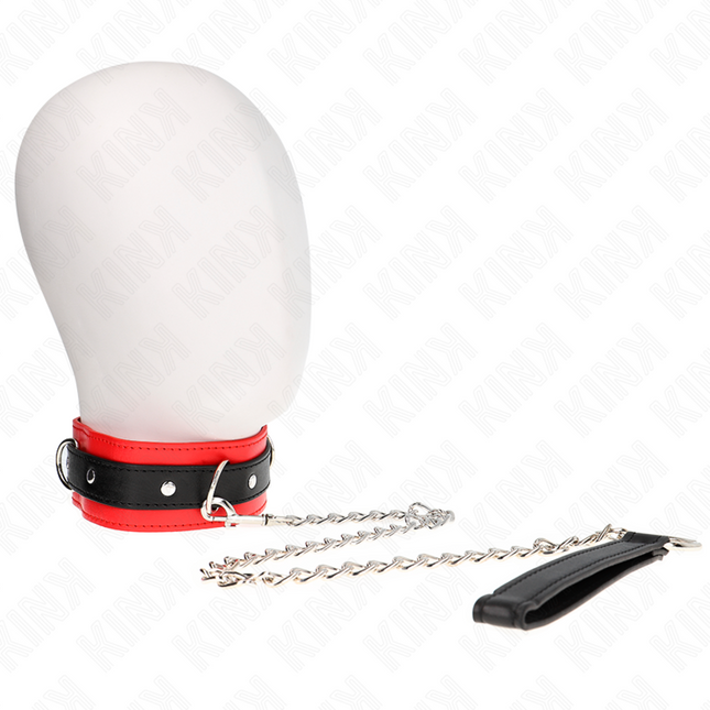 KINK - COLLIER MODÈLE BASIC AVEC LAISSE 65 CM MODÈLE 3 ROUGE 53 X 5 CM by KINK COLLAR & GAG