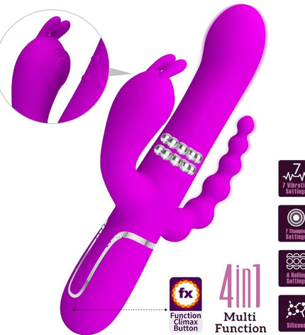 PRETTY LOVE - CAMMY TRIPLE VIBRATEUR MULTIFONCTION 4 EN 1 ROSE by PRETTY LOVE FLIRTATION