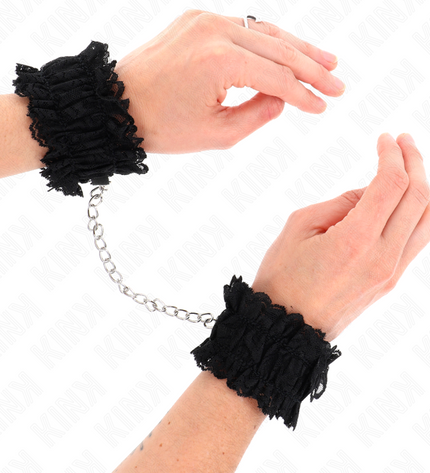 KINK - ATTACHE-POIGNETS ÉLASTIQUES EN DENTELLE NOIR by KINK WRIST RESTRAINT