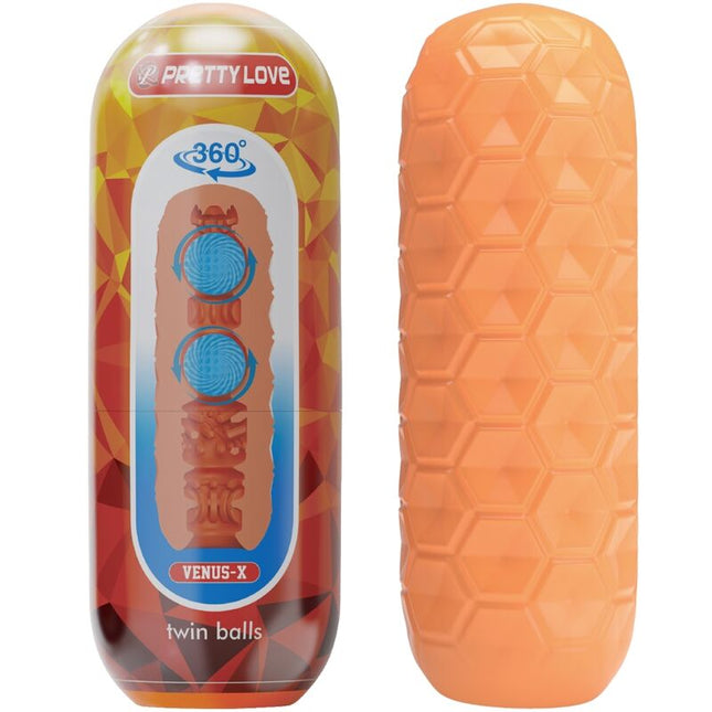 PRETTY LOVE - MASTURBATEUR POUR HOMME À DEUX BOULES ORANGE by PRETTY LOVE FLIRTATION