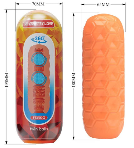 PRETTY LOVE - MASTURBATEUR POUR HOMME À DEUX BOULES ORANGE by PRETTY LOVE FLIRTATION
