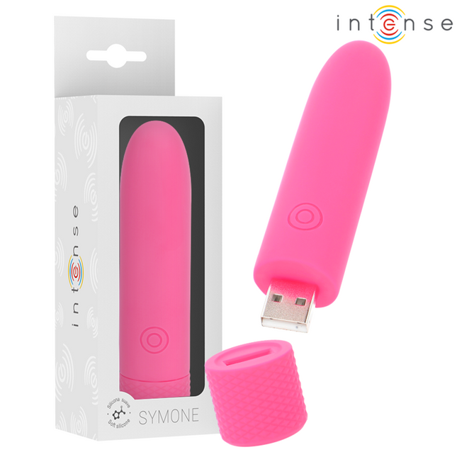 INTENSE - SYMONE BULLET VIBRANT RECHARGEABLE USB 8 VIBRATIONS ROSE 10 X 2,2 CM by INTENSE FUN TOYS