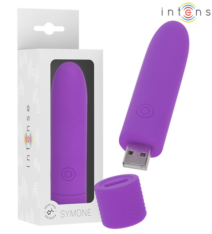 INTENSE - SYMONE BULLET VIBRANT RECHARGEABLE USB 8 VIBRATIONS VIOLET 10 X 2,2 CM by INTENSE FUN TOYS