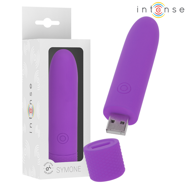 INTENSE - SYMONE BULLET VIBRANT RECHARGEABLE USB 8 VIBRATIONS VIOLET 10 X 2,2 CM by INTENSE FUN TOYS