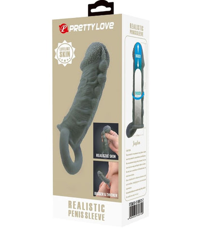 PRETTY LOVE - AGRANDISSEUR DE PÉNIS RÉALISTE ET MANCHON DE RETARDEMENT GRIS by PRETTY LOVE
