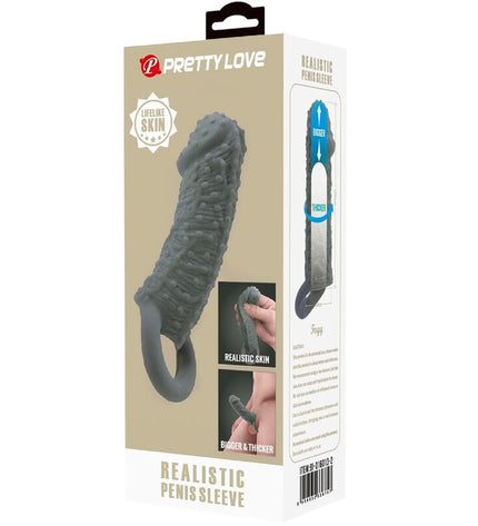 PRETTY LOVE - Agrandisseur de pénis réaliste et manchon retardateur modèle 2 gris by PRETTY LOVE