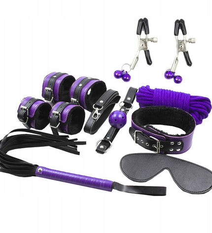 SECRETPLAY - BDSM SET 8PCS PURBLE / NOIR. - Concombre Boutique