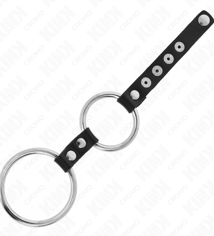 KINK - DOUBLE ANNEAU PÉNIS EN MÉTAL DE 3,8 CM À 5 CM CONNECTÉ AU CUIR by KINK RING POWER