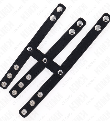 KINK - ANNEAU PÉNIS EN CUIR TRIPLE AVEC FERMETURE À PRESSION by KINK RING POWER