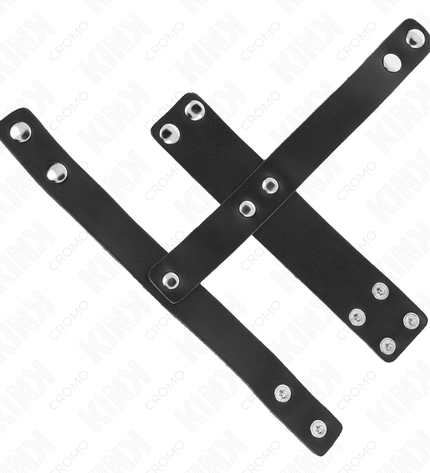 KINK - ANNEAU DE CAGE À PÉNIS EN CUIR AVEC SÉPARATEUR DE BALLES RÉGLABLE by KINK RING POWER