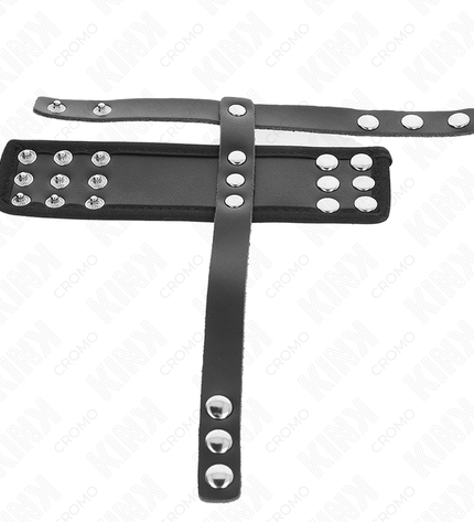 KINK - ANNEAU DE CAGE À PÉNIS EN CUIR AVEC SANGLE RÉGLABLE DE SÉPARATION DES BALLES REVÊTUEUSE by KINK RING POWER