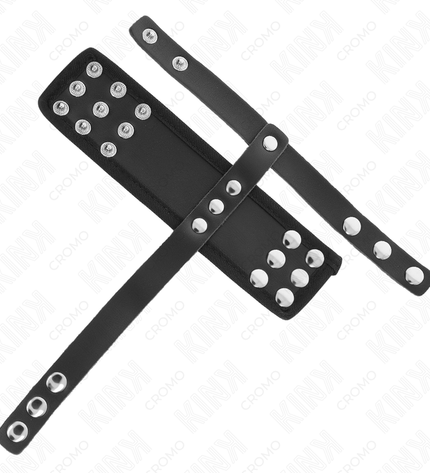 KINK - ANNEAU DE CAGE À PÉNIS EN CUIR AVEC SANGLE RÉGLABLE DE SÉPARATION DES BALLES REVÊTUEUSE by KINK RING POWER