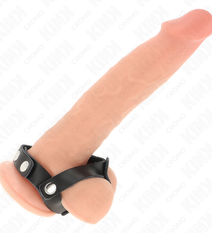KINK - ANNEAU PÉNIS EN CUIR RÉGLABLE ET SANGLE DIVISEUR DE COUILLES by KINK RING POWER