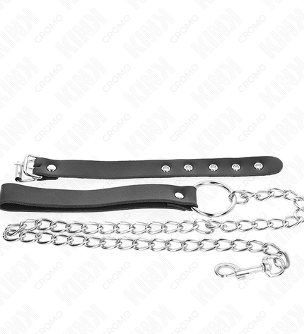 KINK - ANNEAU PÉNIS EN CUIR AVEC SANGLE 21,5 X 2 CM ET CHAÎNE EN MÉTAL 60 CM by KINK RING POWER