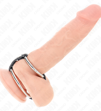 KINK - DOUBLE ANNEAU PÉNIS 3,8 CM À 5 CM CONNECTÉ PAR CUIR by KINK RING POWER