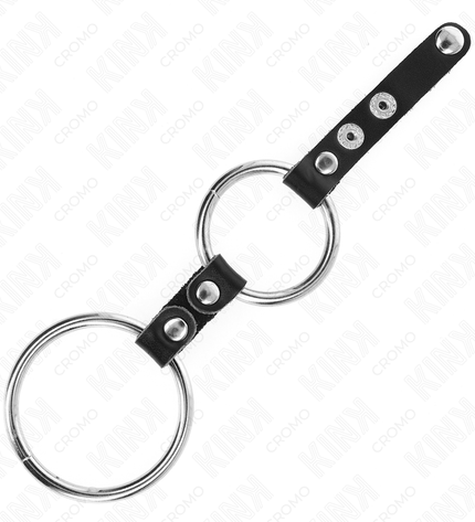 KINK - DOUBLE ANNEAU PÉNIS 3,8 CM À 5 CM CONNECTÉ PAR CUIR by KINK RING POWER