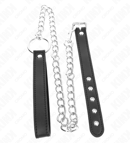 KINK - ANNEAU PÉNIS EN CUIR 21,5 X 2 CM AVEC CHAÎNE EN MÉTAL DE 60 CM ET SANGLE EN CUIR by KINK RING POWER