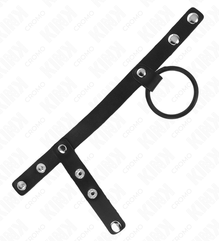 KINK - ANNEAU PÉNIS EN SILICONE 3,8 CM AVEC SÉPARATEUR DE BALLES ET SANGLE EN CUIR 22 X 1,5 CM by KINK RING POWER
