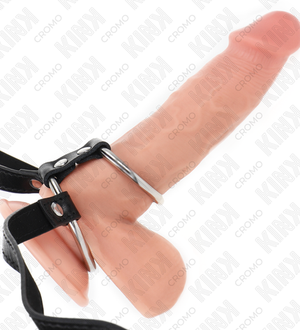 KINK - DOUBLE ANNEAU PÉNIS EN MÉTAL 3,8 CM À 5 CM AVEC CEINTURE EN CUIR 112 CM by KINK RING POWER