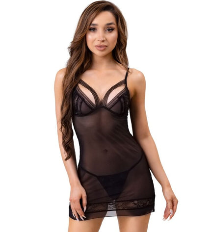 LIVCO CORSETTI FASHION - TIANA LC 20208 CHEMISE + STRING NOIR S/M by LIVCO CORSETTI SETS
