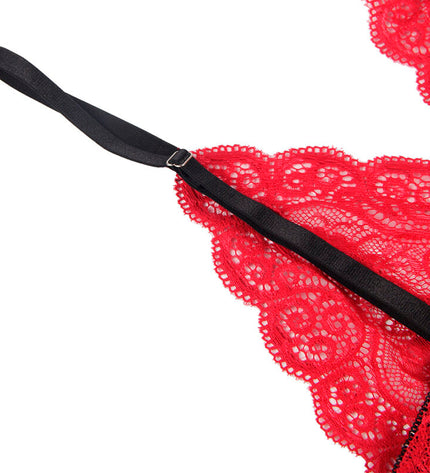 SUBBLIME - 953898 CHEMISIER DE NUIT EN SOIE ET DENTELLE + CULOTTE ROUGE S/M by SUBBLIME SETS