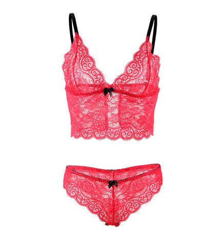SUBBLIME - 953898 CHEMISIER DE NUIT EN SOIE ET DENTELLE + CULOTTE ROUGE S/M by SUBBLIME SETS