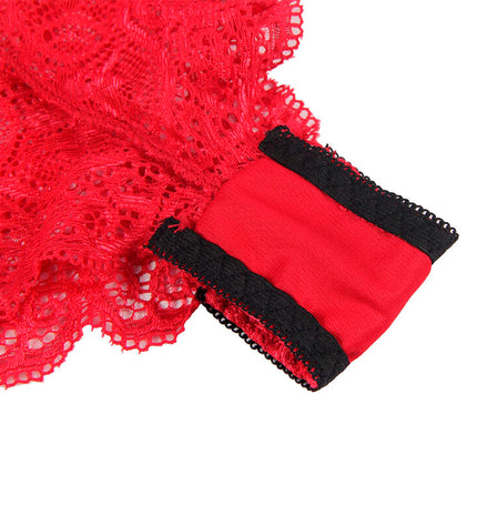 SUBBLIME - 953898 CHEMISIER DE NUIT EN SOIE ET DENTELLE + CULOTTE ROUGE S/M by SUBBLIME SETS