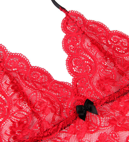 SUBBLIME - 953898 CHEMISIER DE NUIT EN SOIE ET DENTELLE + CULOTTE ROUGE S/M by SUBBLIME SETS