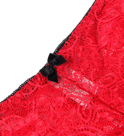 SUBBLIME - 953898 CHEMISIER DE NUIT EN SOIE ET DENTELLE + CULOTTE ROUGE S/M by SUBBLIME SETS