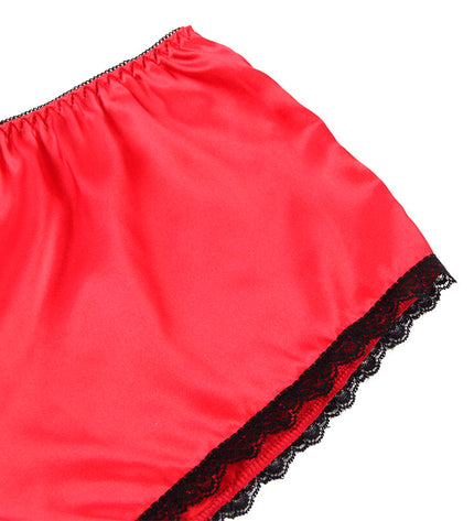 SUBBLIME - 953904 CHEMISIER DE NUIT EN SOIE ET DENTELLE + CULOTTE ROUGE L/XL by SUBBLIME SETS