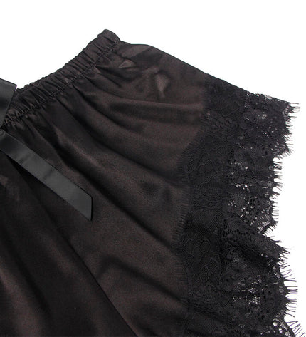 SUBBLIME - 953942 CHEMISE DE NUIT DÉCONTRACTÉE EN SOIE + PANTALON EN DENTELLE NOIR L/XL by SUBBLIME SETS