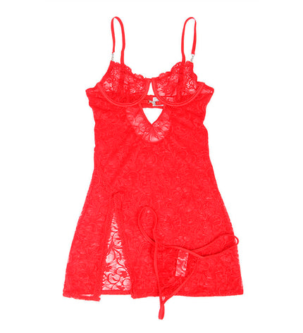 SUBBLIME - 954208 BABYDOLL EN DENTELLE À BRETELLES RÉGLABLES ROUGE S/M by SUBBLIME BABYDOLLS