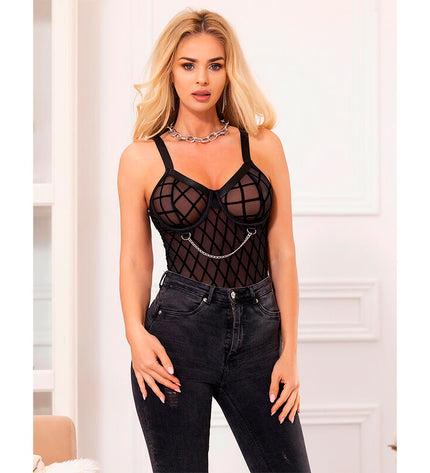 SUBBLIME - 954260 BODY AVEC CHAÎNES + PORTE-JARRETELLES NOIR S/M by SUBBLIME BODIES