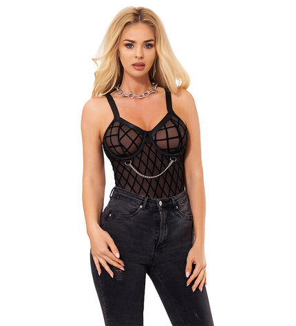 SUBBLIME - 954260 BODY AVEC CHAÎNES + PORTE-JARRETELLES NOIR S/M by SUBBLIME BODIES