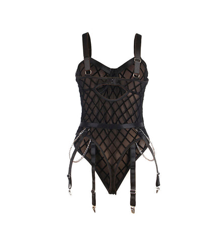 SUBBLIME - 954260 BODY AVEC CHAÎNES + PORTE-JARRETELLES NOIR S/M by SUBBLIME BODIES