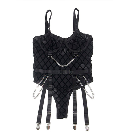 SUBBLIME - 9542277 BODY AVEC CHAÎNES + PORTE-JARRETELLES NOIR L/XL by SUBBLIME BODIES