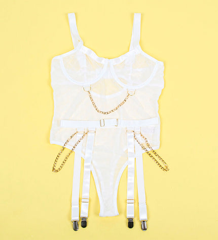 SUBBLIME - 954284 BODY AVEC CHAÎNES + PORTE-JARRETELLES BLANC S/M by SUBBLIME BODIES