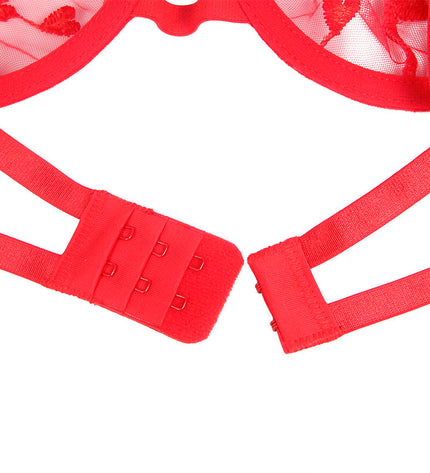 SUBBLIME - 954338 SOUTIEN-GORGE + STRING + PORTE-JARRETELLES IMPRIMÉ COEUR ROUGE L/XL by SUBBLIME SETS